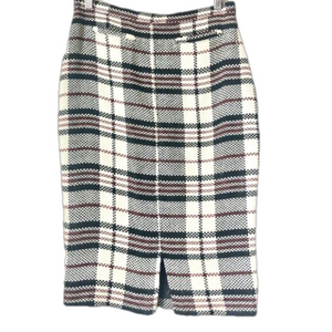 Pink Martini Plaid Pencil Skirt Small Wool Blend Red Black White Retro Academic